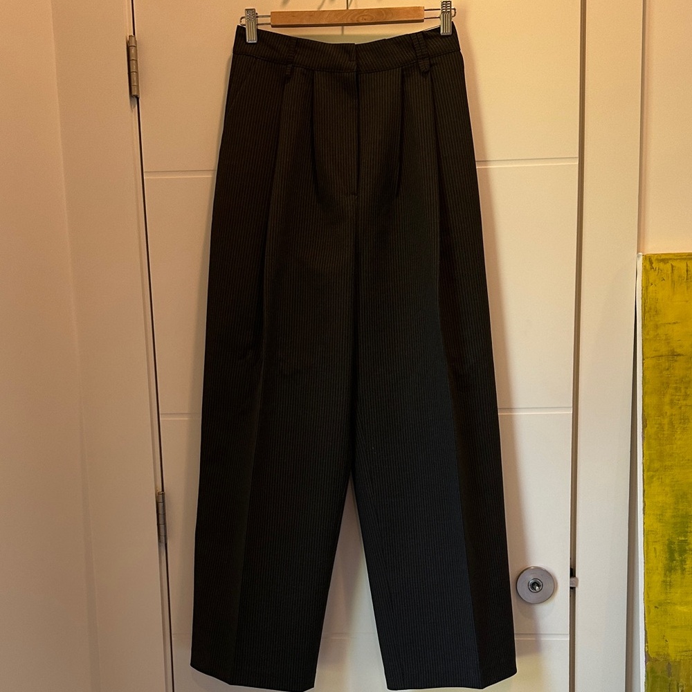 Classic charcoal pinstripe women's  trousers dress pants